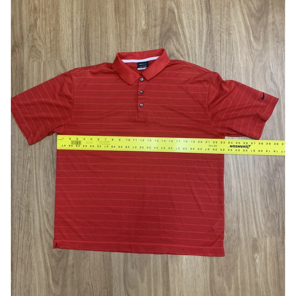 Nike Golf DriFit Red/Black Striped Mens Short Sleeve Polo Shirt Size Large‎